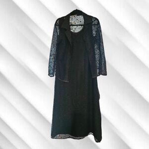 Vintage J. Stevens Carol Escritor Black Lace 2-Piece Dress & Jacket Set Elegant
